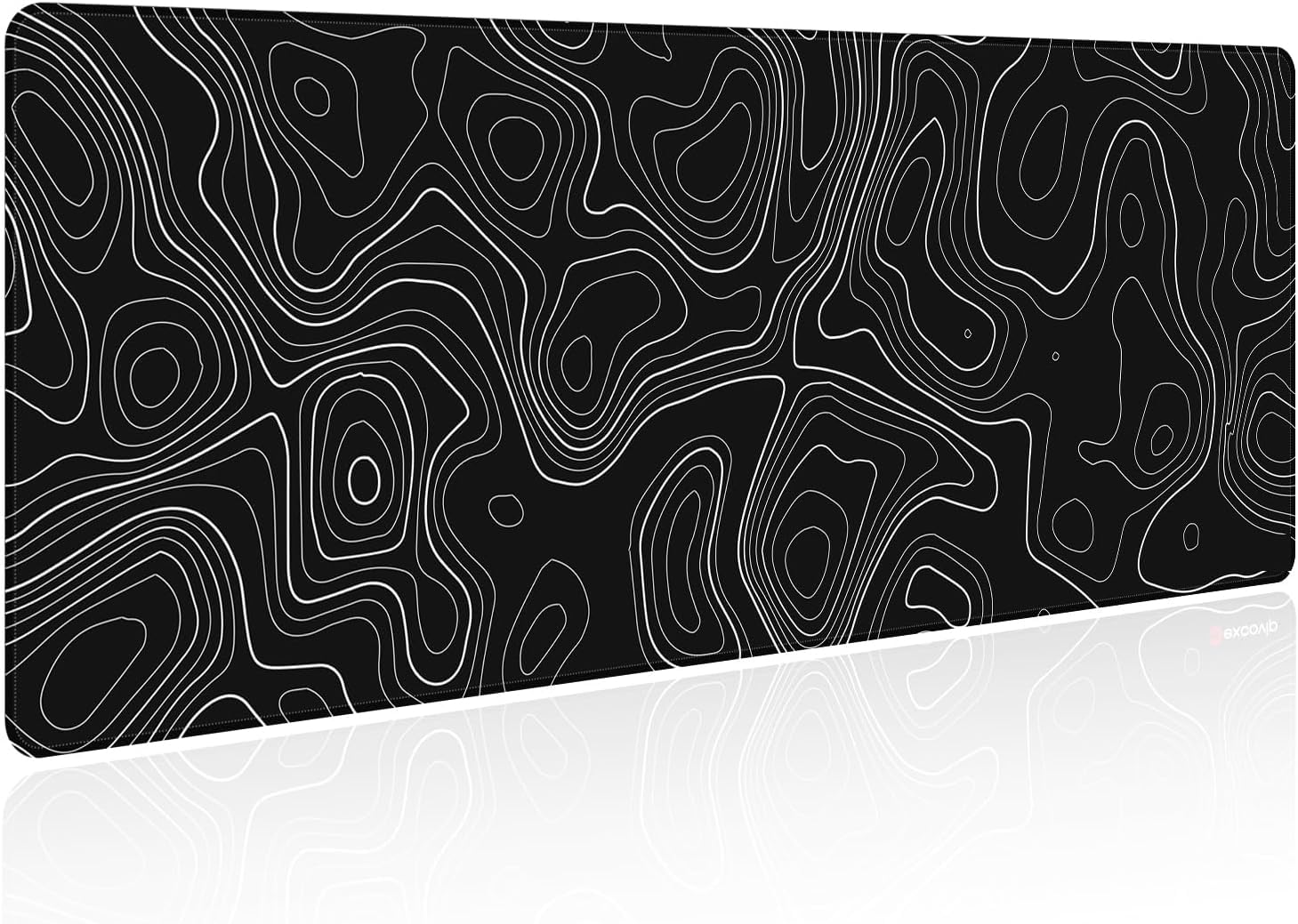 Large Gaming Mouse Pad XL,Japanese Wave Anti-Skid Mousepad Large Keyboard Mouse Pad Desk Mat with Stitched Edges (400x900mm, Black)