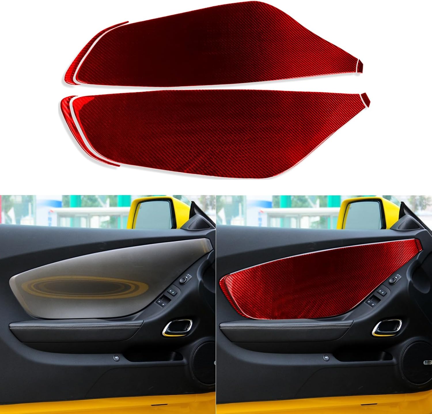 Real Soft Black Carbon Fiber Car Rear Body Fender Panel Anti-Scratch Strip Decoration Trim Sticker Compatible with Chevrolet Camaro 2010 2011 2012 2013 2014 2015 Auto Exterior Accessories