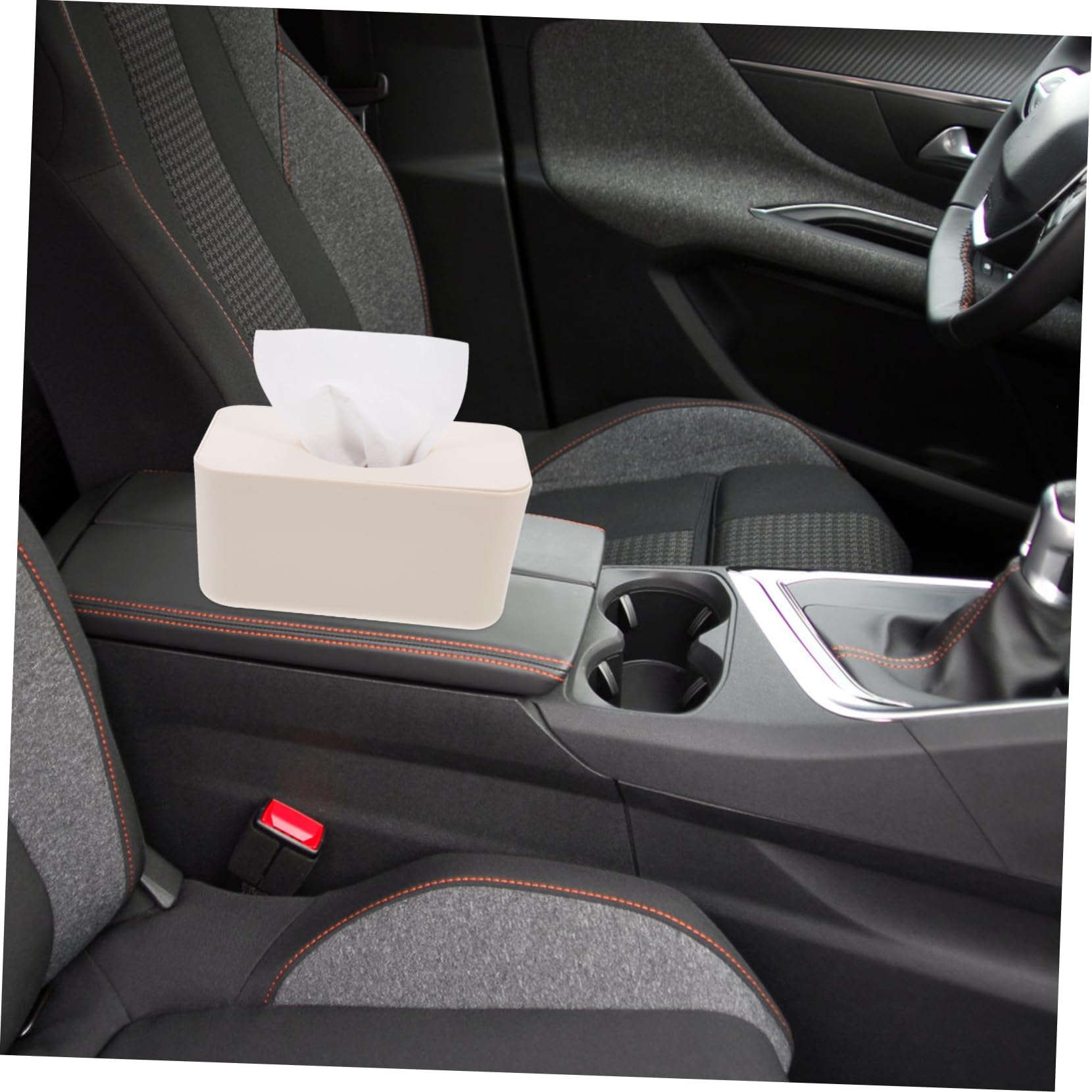 WOONEKY Boîte De Lingettes Humide Rectangulaire En Silicone Couvercle Étanche Beige Pour Bureau Et Voiture, Distributeur Portable Et Scellé Pour Maintien D'humidité