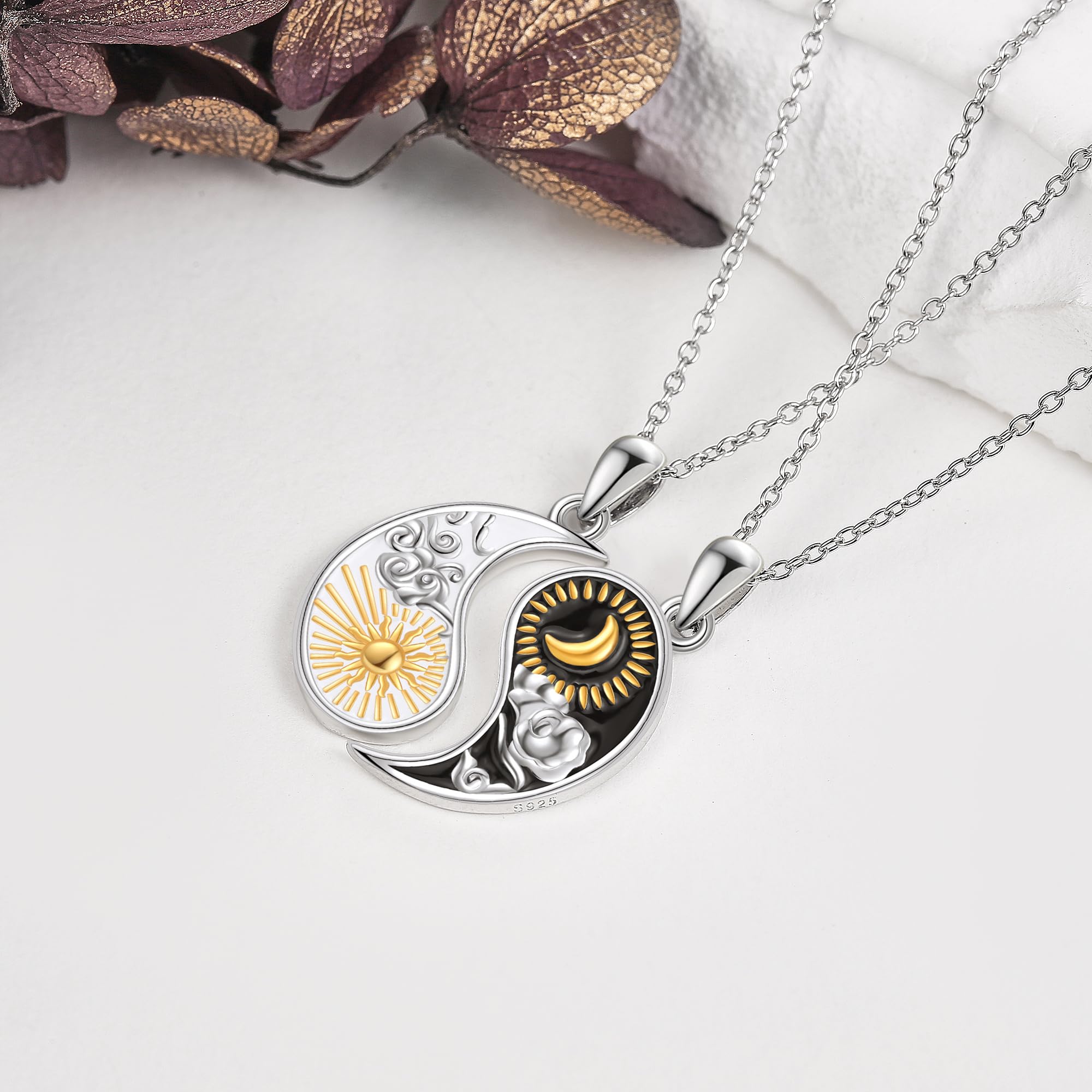 Passende Paar Halskette S925 Sterling Silber Yin Yang Paar Halskette Passende Paare Valentinstag Schmuck Geschenke für Frauen Männer