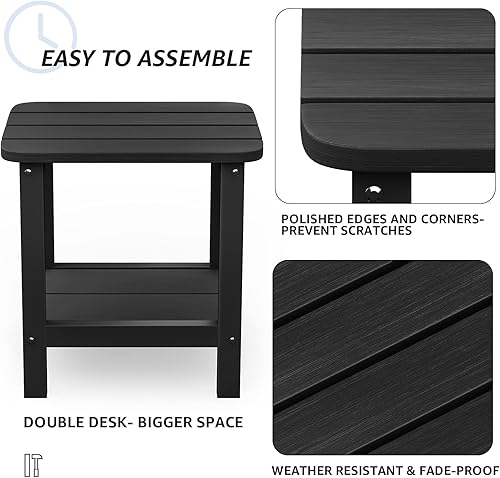 Miniatura 4 de SERWALL Double Adirondack - Mesa auxiliar rectangular, color negro