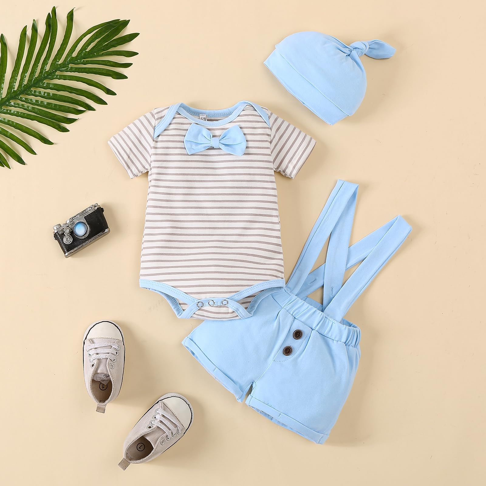 VINUOKER Preemie Newborn Baby Boy Outfits Premature Baby Outfits Newborn Infant Suspender Outfit Set