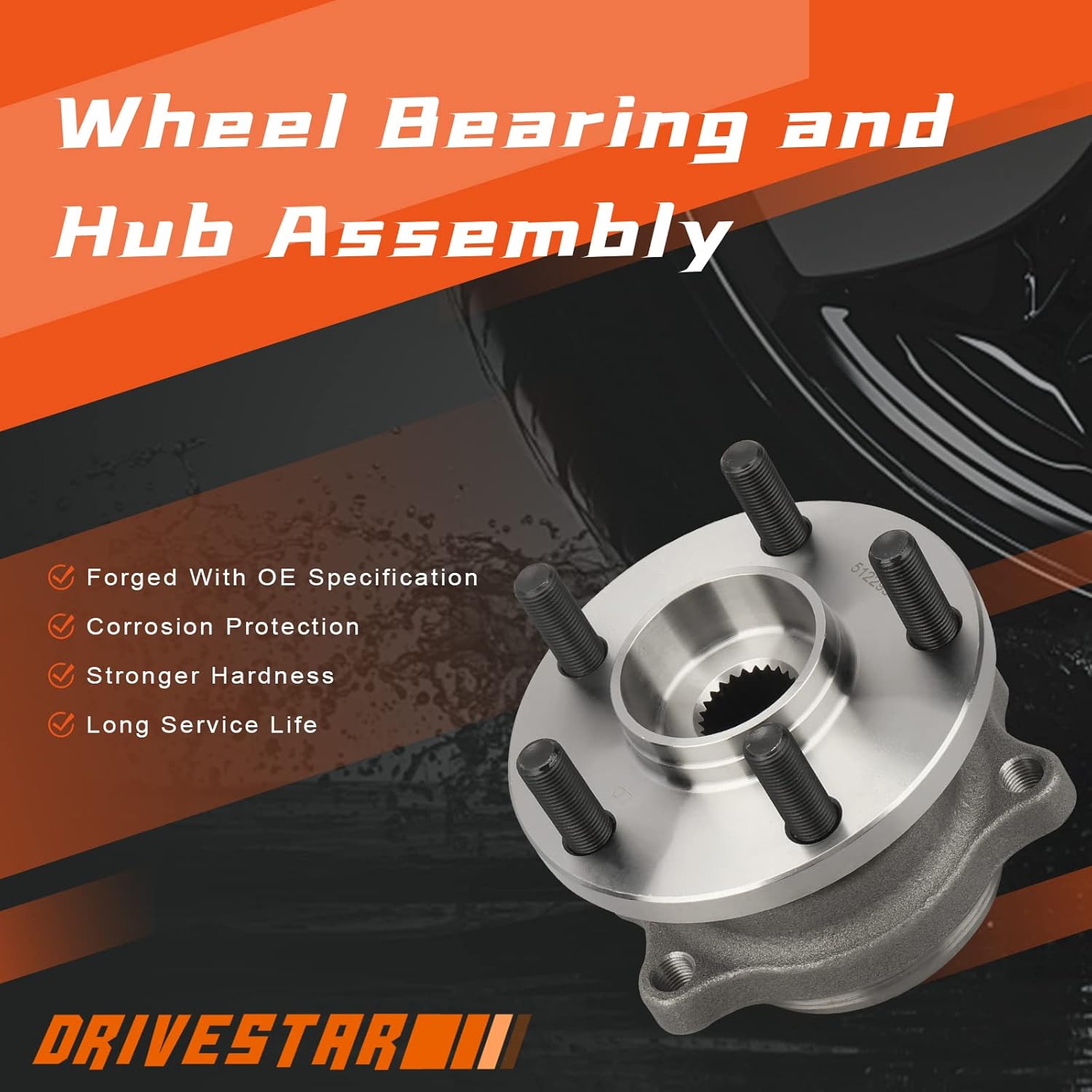 DRIVESTAR 512293 Rear Wheel Hub & Bearing Assembly for Subaru Legacy 2005 06 07 08 2009 Subaru Outback 2005-2009(ABS Encoder 5 Lugs)(Pair)