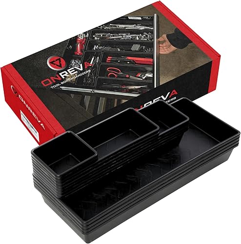 Miniatura 9 de ONREVA Juego de divisores de bandeja organizadora de caja de herramientas, bandejas extra grandes, organizador de cajas de herramientas y kit de