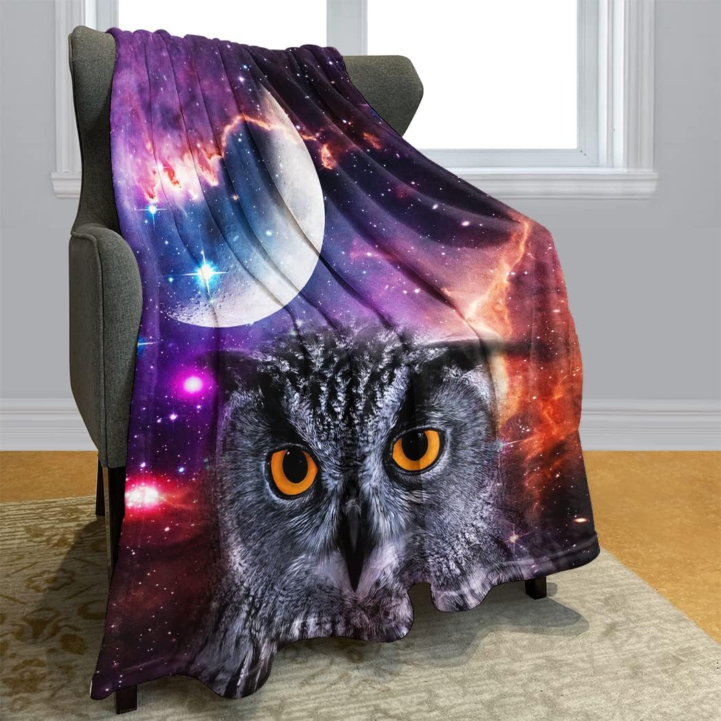 Dream Owl Blanket, Purple Magic Star River Universe Embellishment, Warm and Comfortable for All Seasons, 60"x80"