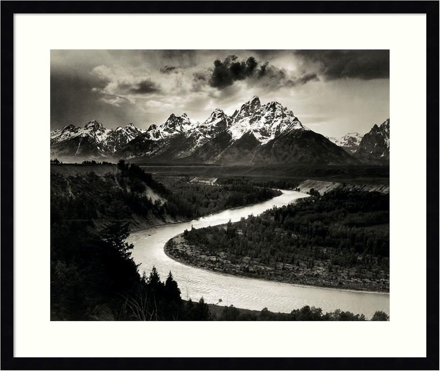 Amanti Art Framed Wall Art Print (41x41) The Tetons and the Snake River Grand Teton National Park Wyoming 1942 by Ansel Adams Framed Poster for Wall Decor, Living Room, Bedroom, Bathroom, Kitchen,