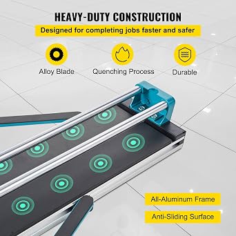 BestEquip Manual Tile Cutter 48 Inch, Laser Guide & Tungsten Wheel for Precision, Cuts Porcelain & Tile, All-Steel Durable Frame, Large 48-Inch Capacity for professional installers or beginners