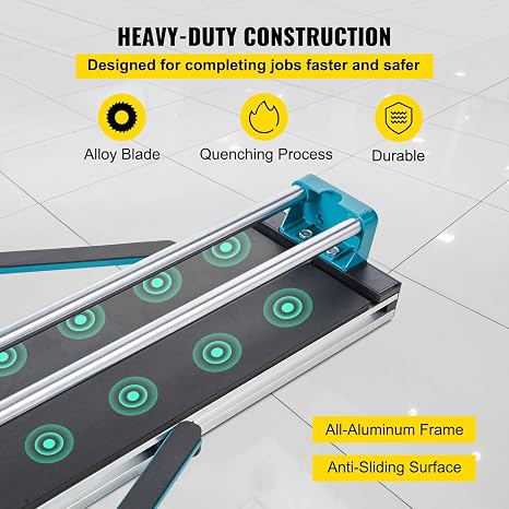 BestEquip Manual Tile Cutter 48 Inch, Laser Guide & Tungsten Wheel for Precision, Cuts Porcelain & Tile, All-Steel Durable Frame, Large 48-Inch Capacity for professional installers or beginners