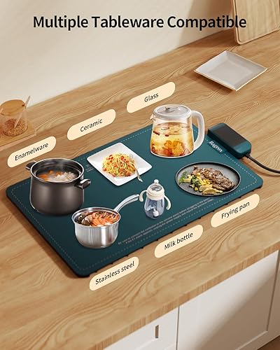 Miniatura 6 de Tapete de calentamiento de alimentos, tapete eléctrico con temperatura ajustable, bandejas de calentamiento para fiestas de buffets, tapete