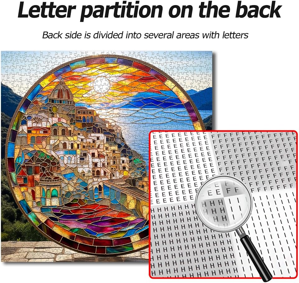 Bgraamiens Puzzle-Cinque Terre Sunset-1000-Piece Jigsaw Puzzle,Stained Glass Style Italian Coastline, Perfect for Adults and Teens, Challenging and Vibrant Art Puzzle for Home Décor