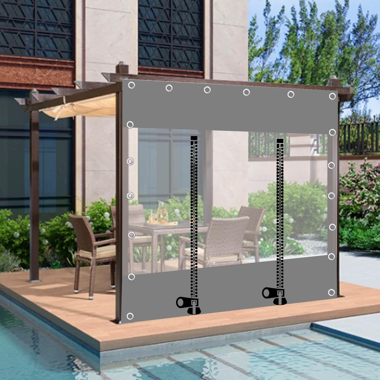 Telone Trasparente Con Porta A Cerniera - Tenda In PVC Impermeabile Per Pergola, Campeggio E Patio