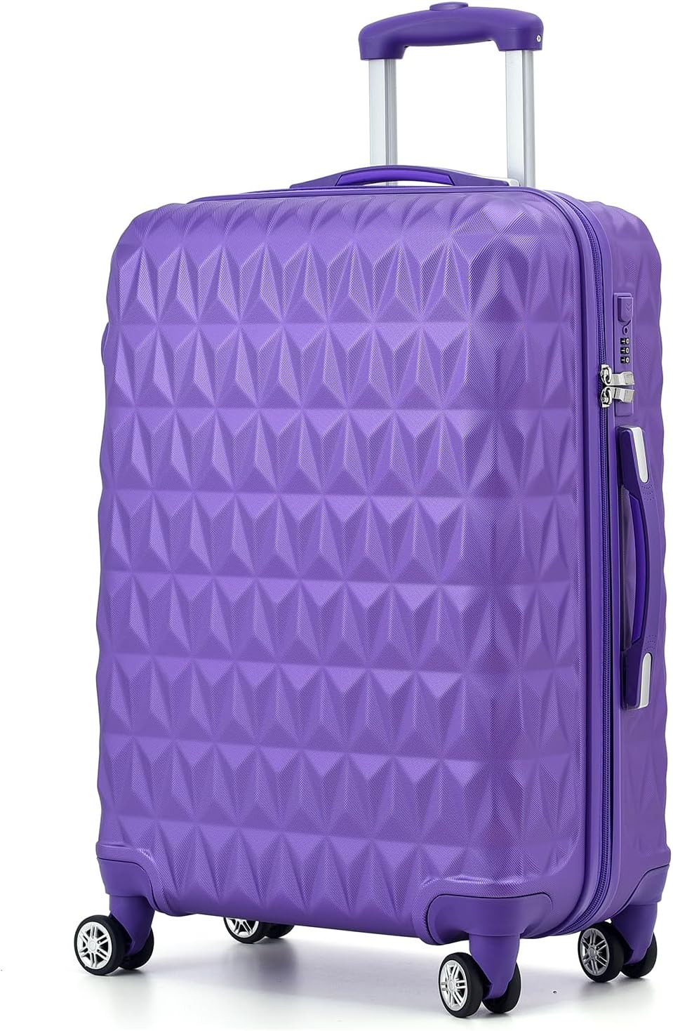 Hard Shell Medium Suitcase Check-in Luggage – Lightweight 4-Wheel ABS 24" with Spinner Wheels – 3 Digit Combination Lock – Durable Travel Trolley Bag (Purple)