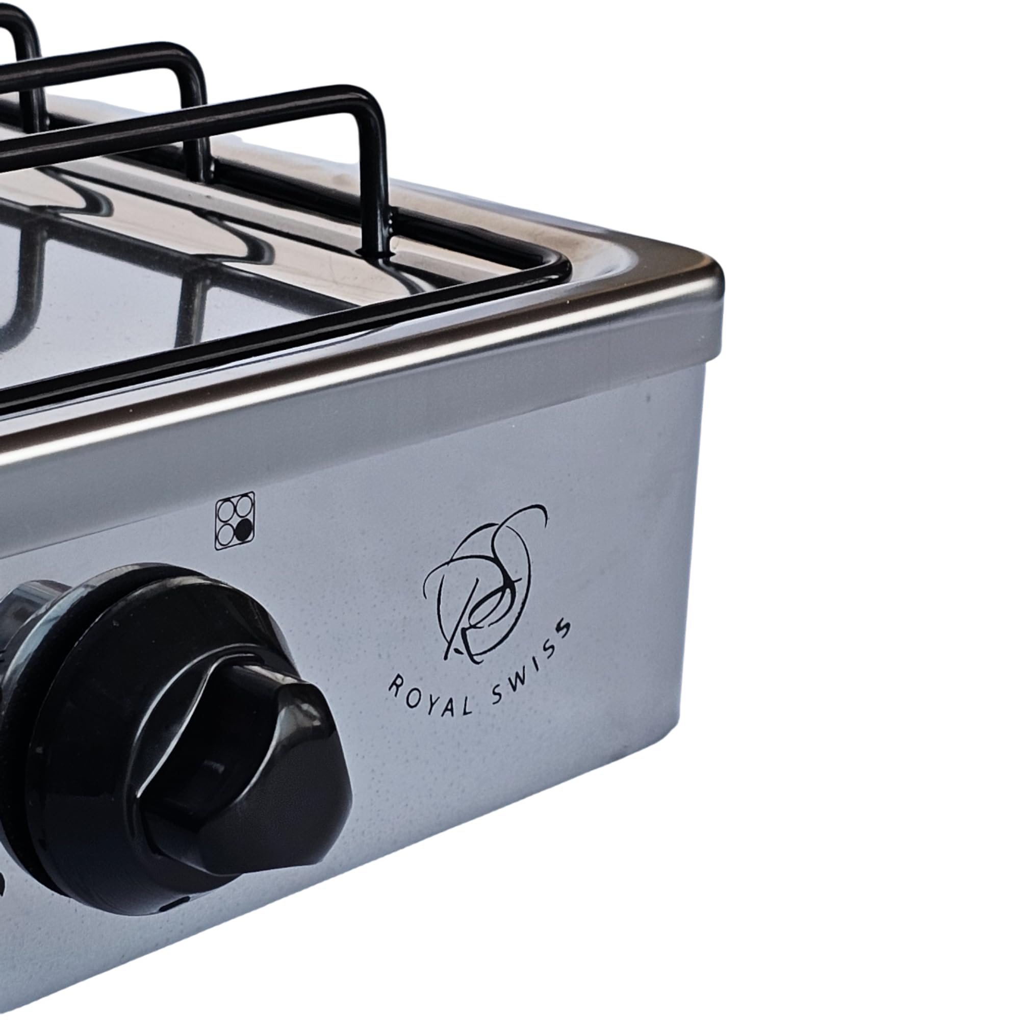 Royal Swiss Kuchenka gazowa z 4 palnikami, 2,2 kW, 100% LPG, przenośna kuchenka gazowa, wytrzymała metalowa obudowa, bezpieczny zapłon, kuchenka zewnętrzna i wewnętrzna