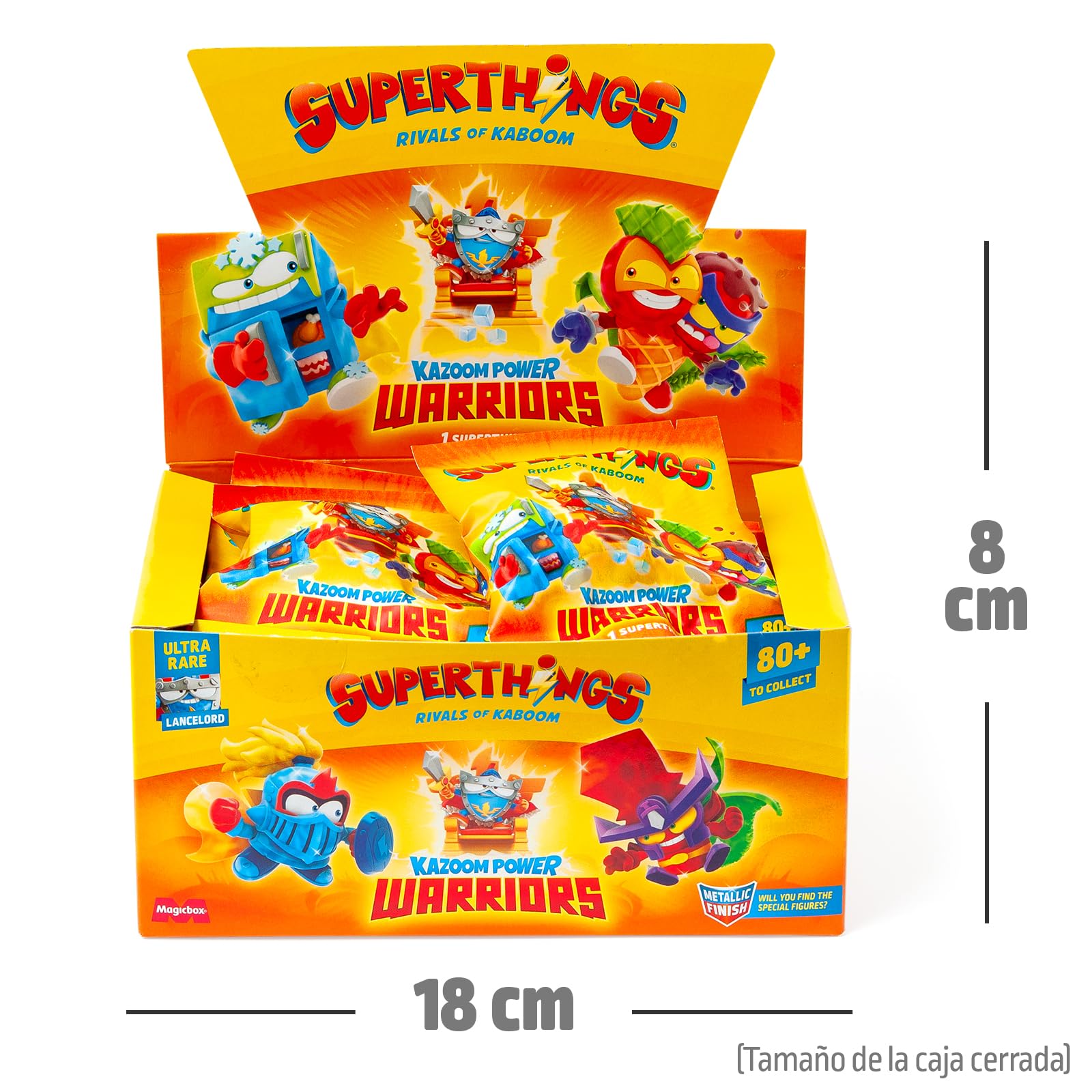 SUPERTHINGS KAZOOM Power Warriors – One Pack. 25 Sobres con Figuras coleccionables. Figuras Regulares, Efecto Metalizado, Plateadas, Doradas y el UR. Cada sobre Contiene 1 Superthings Sorpresa