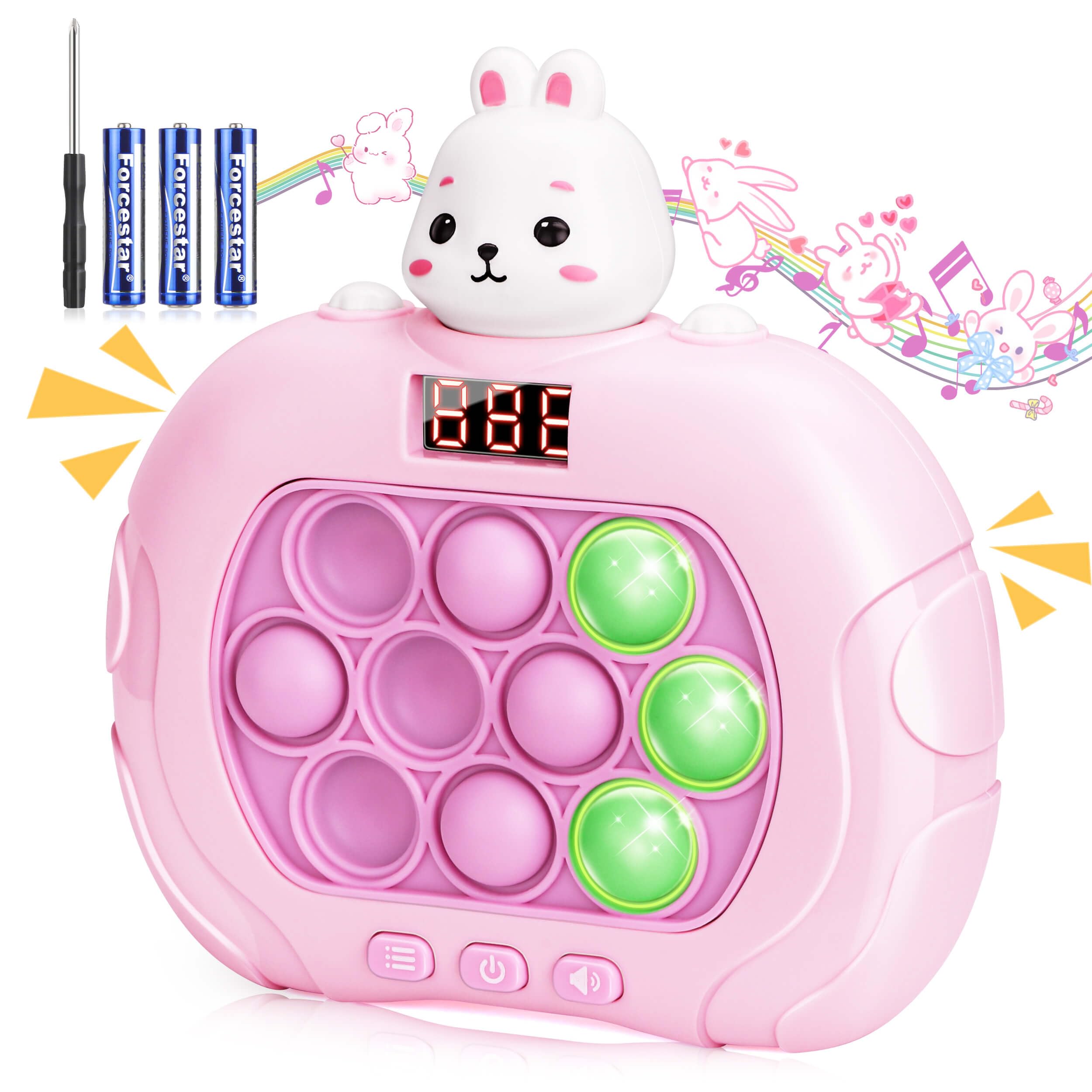 Upgraded Fidget Toys for Kids Pop On It Game Music Funny Toys with Screen for Boys and Girls 3-12 Breakthrough Puzzle Machine Quick Push Game Bubble Stress Toys(Batteries Included)(Rabbit)