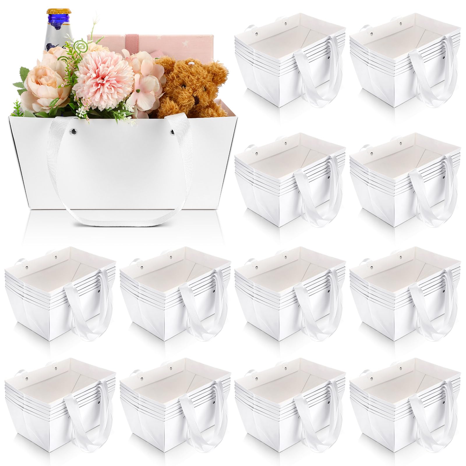 Glenmal 72 Pcs Baskets for Gifts Waterproof Empty Kraft Basket Bulk with Handles 9.8 x 6.5 x 4.3'' Gift Basket Empty to Fill for Wedding Party