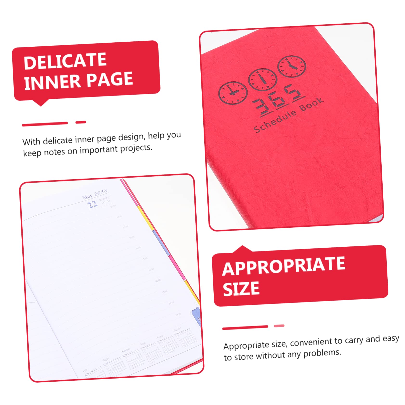 Agenda Scolastica Inglese A5 2023 in Carta Rossa, 1 Pezzo | Pianificazione Settimanale e Mensile, Formato Portatile, Design Semplice Pagine Interne Delicate