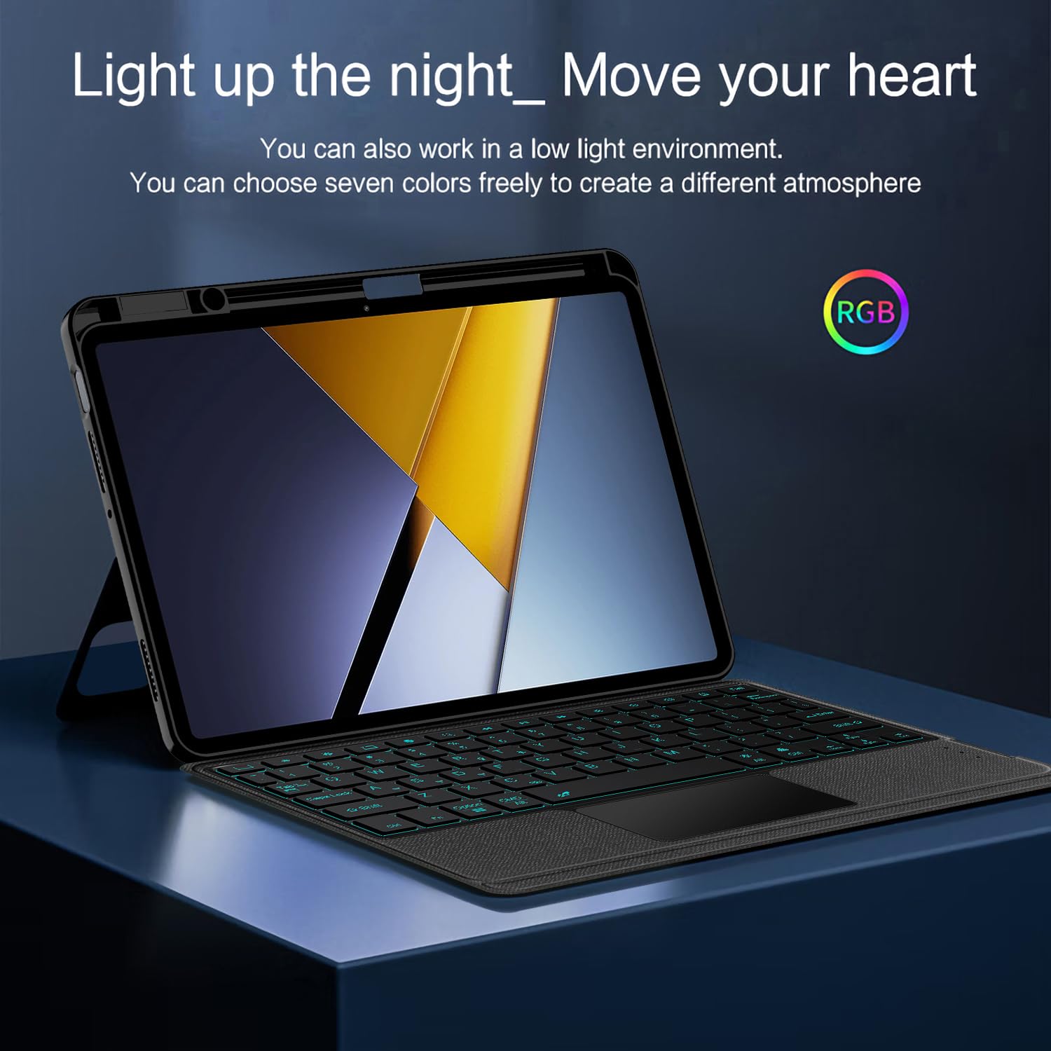 Etui na klawiaturę, kompatybilne z Xiaomi Poco Pad X1 28.4 cm (2025), podświetlane, odłączane, bezprzewodowe, Bluetooth, pokrowiec ze skóry PU, kompatybilne z Xiaomi Poco Pad X1 28.4 cm (kolor czarny)
