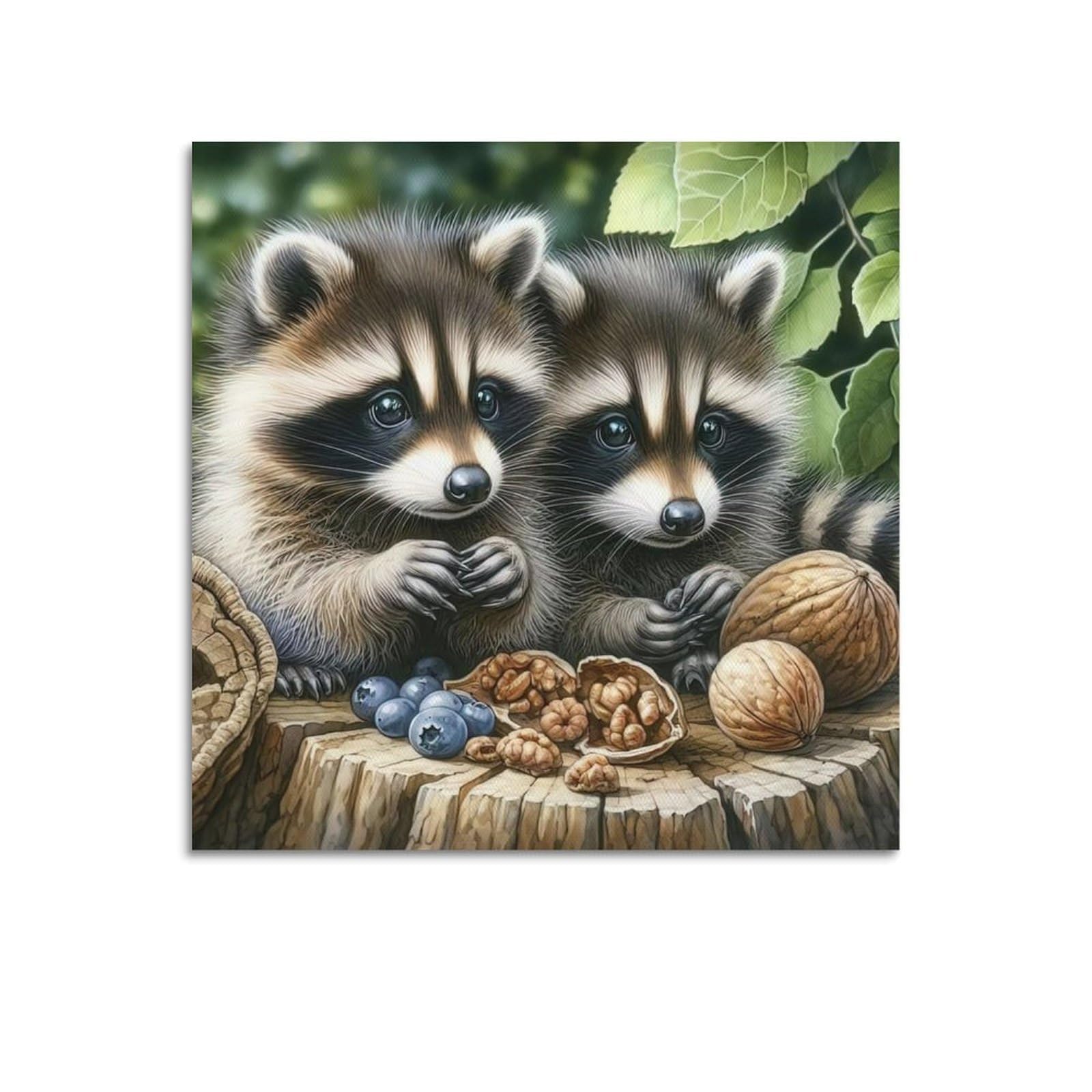 WZKTCL Animal Poster Raccoon Foraging Poster Decorative Painting Canvas Wall Posters And Art Picture Print Modern Family Bedroom Decor Posters 16x16inch(40x40cm)