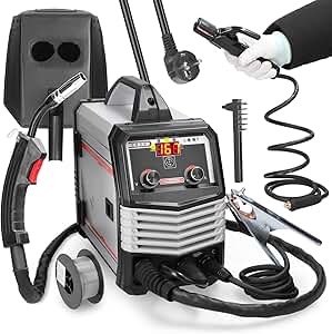 Soldador Inverter, Weytoll Soldadores 4 en 1 MIG MMA MAG TIG-160C, Máquina de Soldadura Eléctrica Portátil Multipropósito, Soldadores Inteligentes