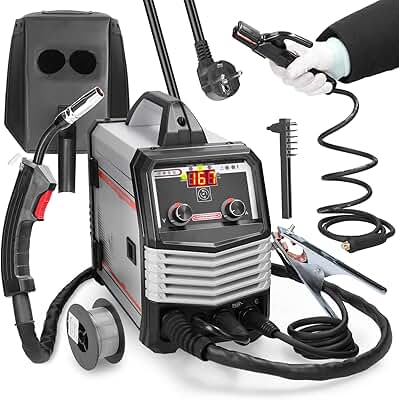 Soldador Inverter, Weytoll Soldadores 4 en 1 MIG MMA MAG TIG-160C, Máquina de Soldadura Eléctrica Portátil Multipropósito, Soldadores Inteligentes