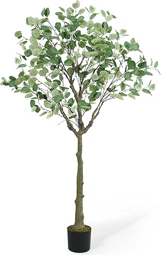 CAPHAUS Árbol de eucalipto artificial de 5 pies y 60 pulgadas, plantas artificiales naturales grandes para interiores y exteriores, decoración del