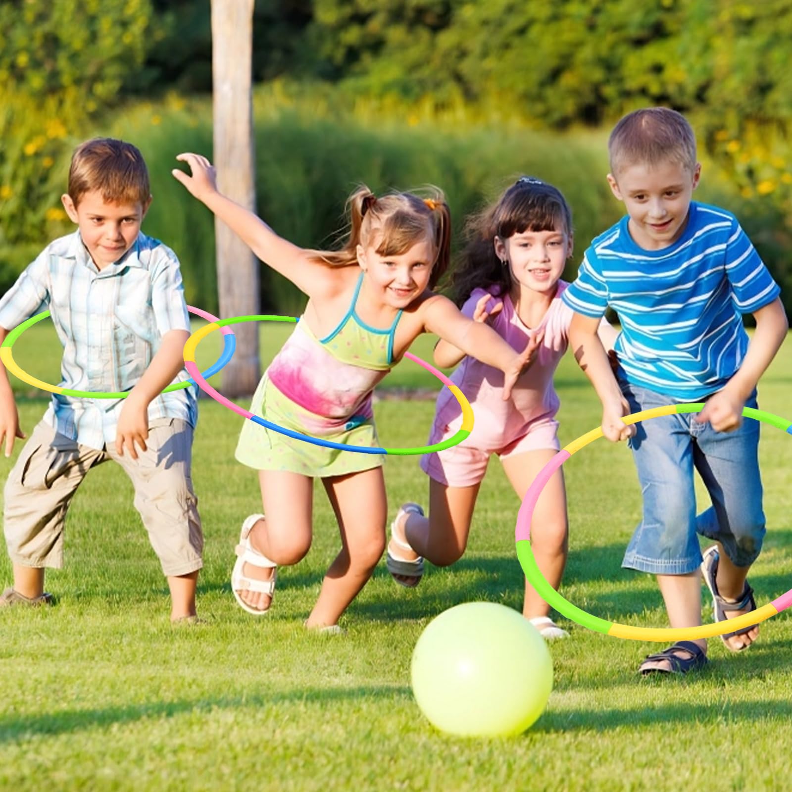 Hula Fitness Hoop niños con 8 Secciones, Diámetro 70 cm, 200g, portátil Ajustable y extraíble, aro Gimnasia para niños de 3 a 8 años de Edad, Gimnasia, Danza, natación, Actividades de