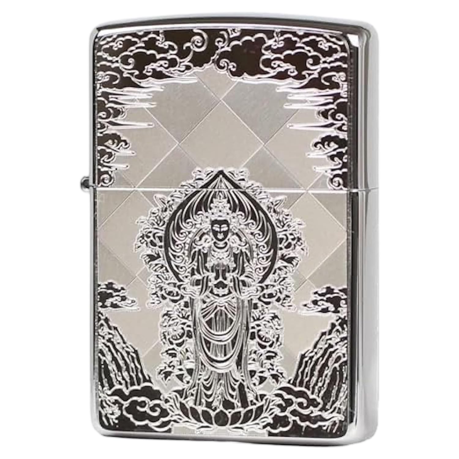 Zippo Oil Lighter Flint Brass 2MP - Saint Guan Yin Bodhisatta Special Sticker Silver Luck Amulet Bodhattva Japanese