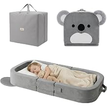 Zelladorra Toddler Travel Bed, Portable Toddler Floor Bed with Storage Bag and Washable Cover for Home and Travel, Grey