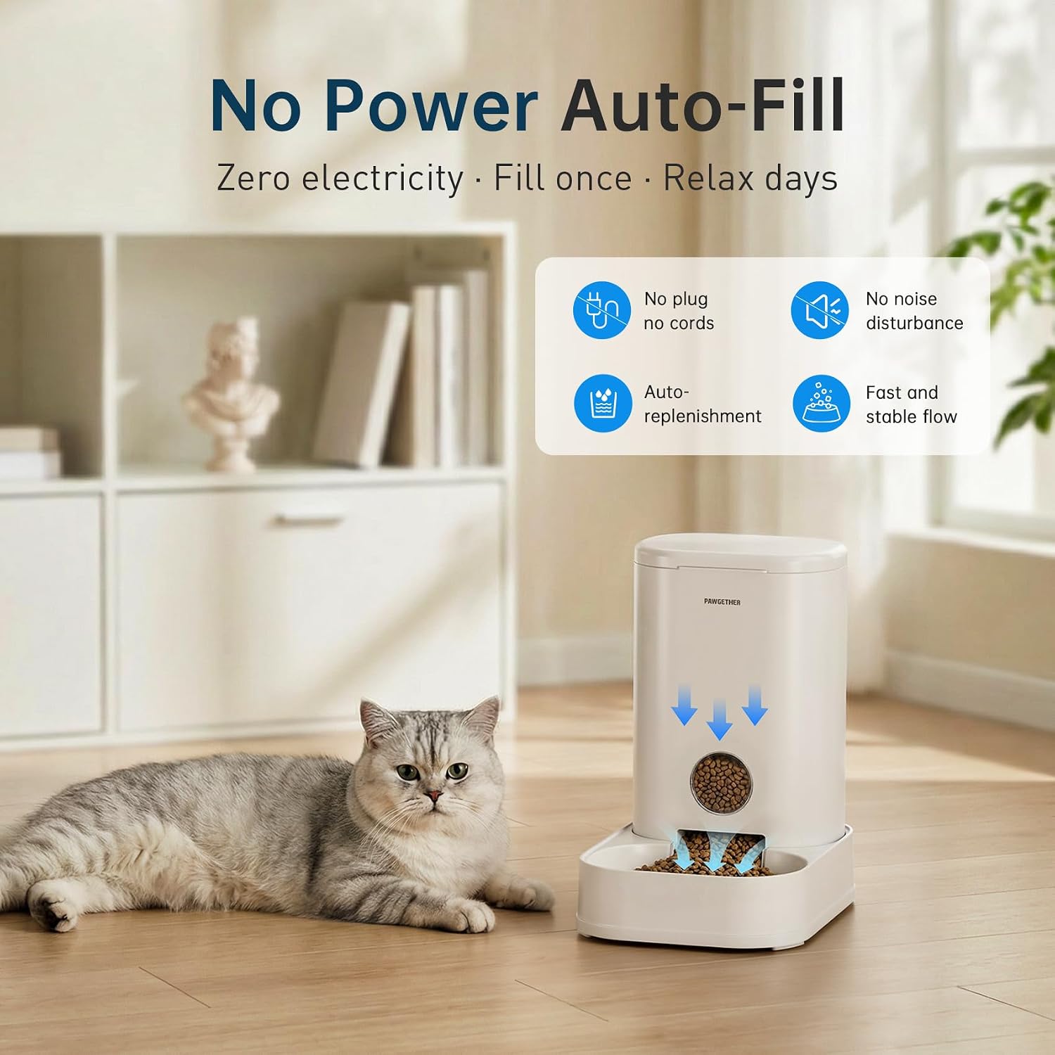 PAWGETHER Gravity Feeder 1 Gallon Auto Pet Feeder for Cats & Dogs Easy Fill