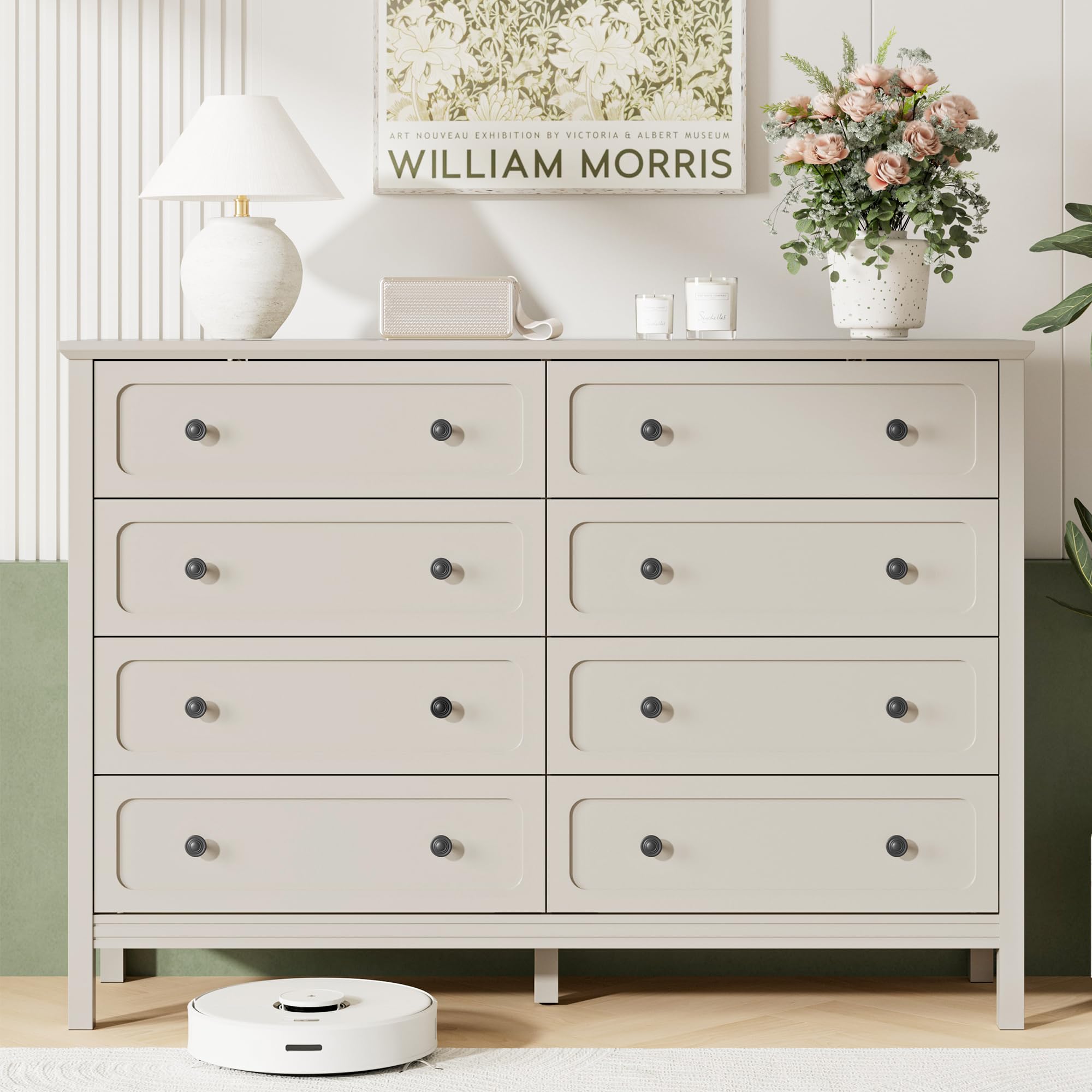 Amazon.com: Tradare Dresser for Bedroom, 8 Drawer Dresser with Metal  Handles, 55" Wide Modern Dressers & Chest of Drawers for Living Room,  Hallway, Entryway, Beige : Home & Kitchen