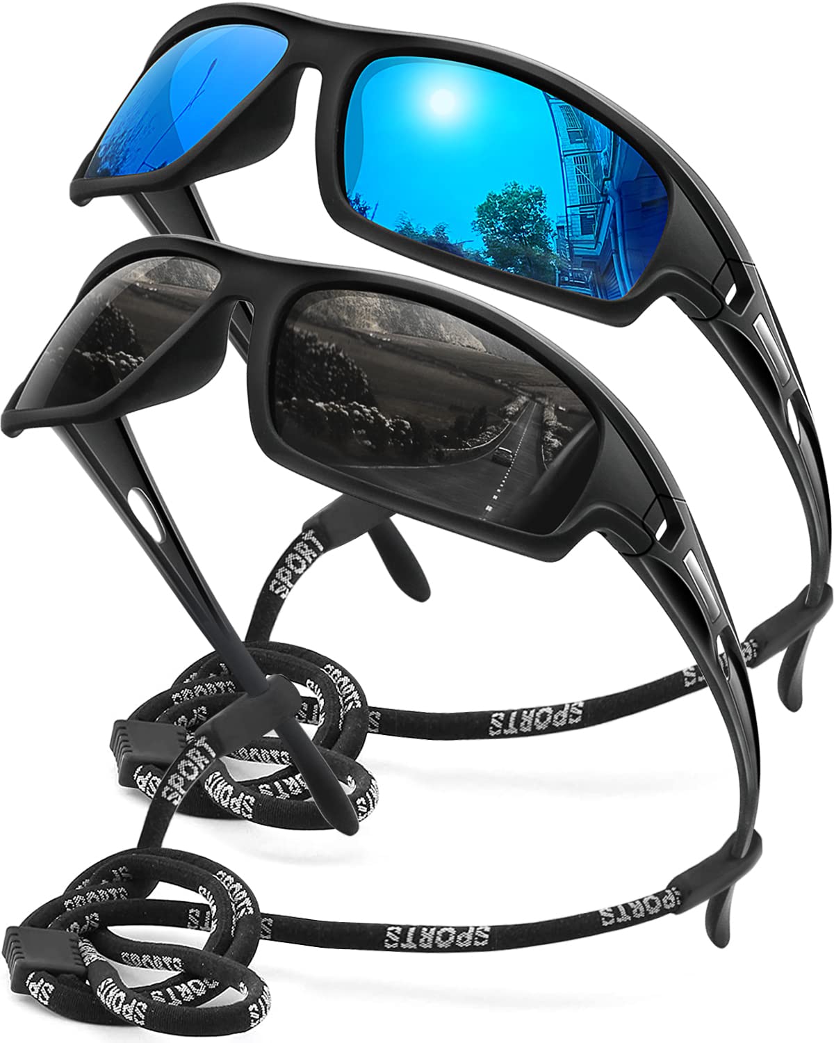 Polarized Sports Sunglasses for Men 100 UV Protection Wrap Around Unbreakable Sun Glasses for Fishing Driving