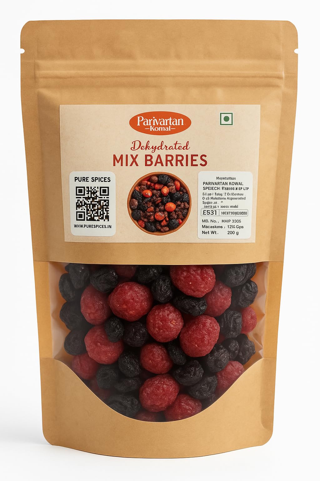 Parivartan Komal Dehydrated Berries Mix 100g | 8-In-1 Healthly Snacks Contains Cranberry,Black Raisins,Strawberry,Black Currant & More (Pack of 1)-image-30