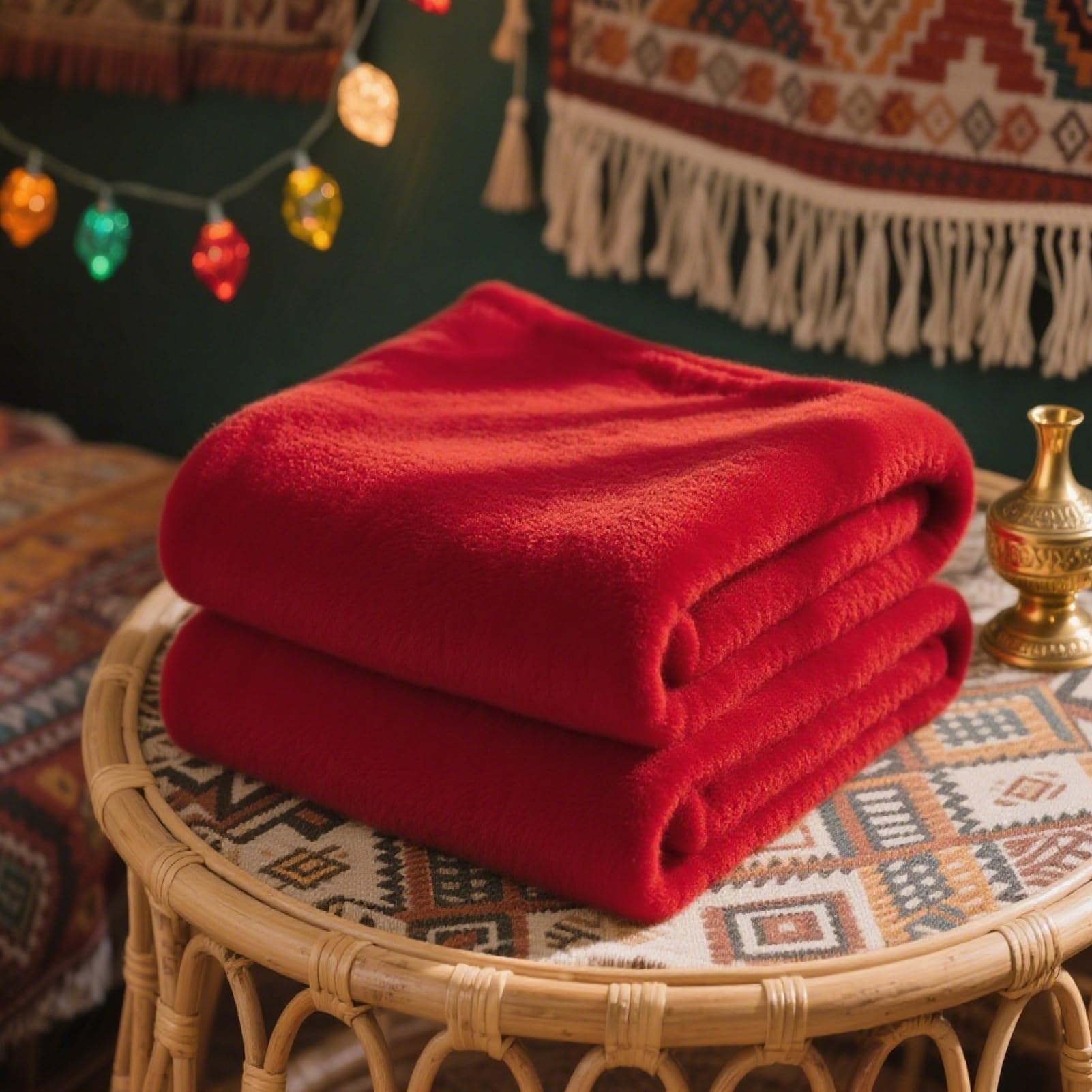 Couverture polaire 200x300 cm rouge chaude et douce pour lit et canapé
