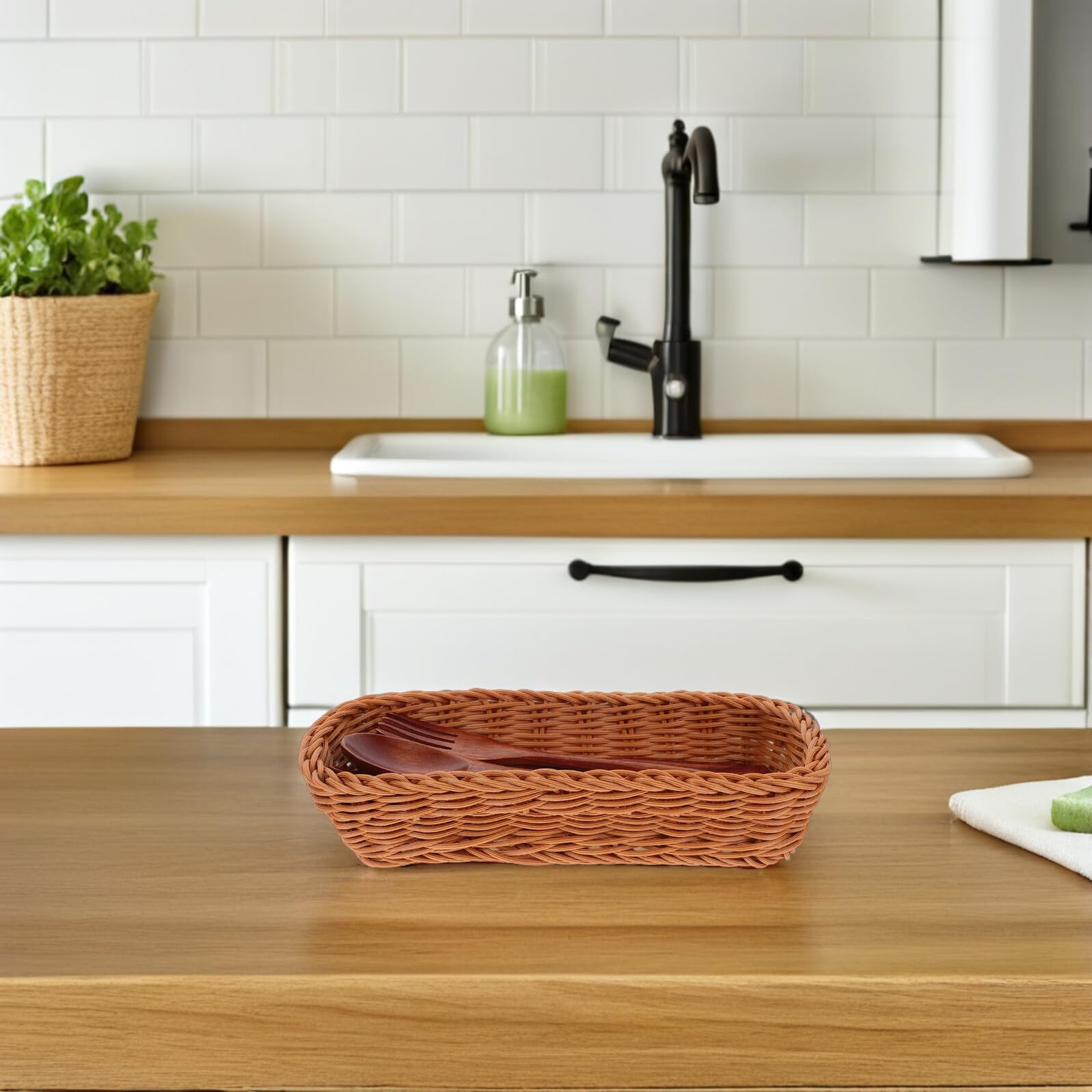 Cesta para Cubiertos de Plástico Porta Utensilios Compacta para Cocina