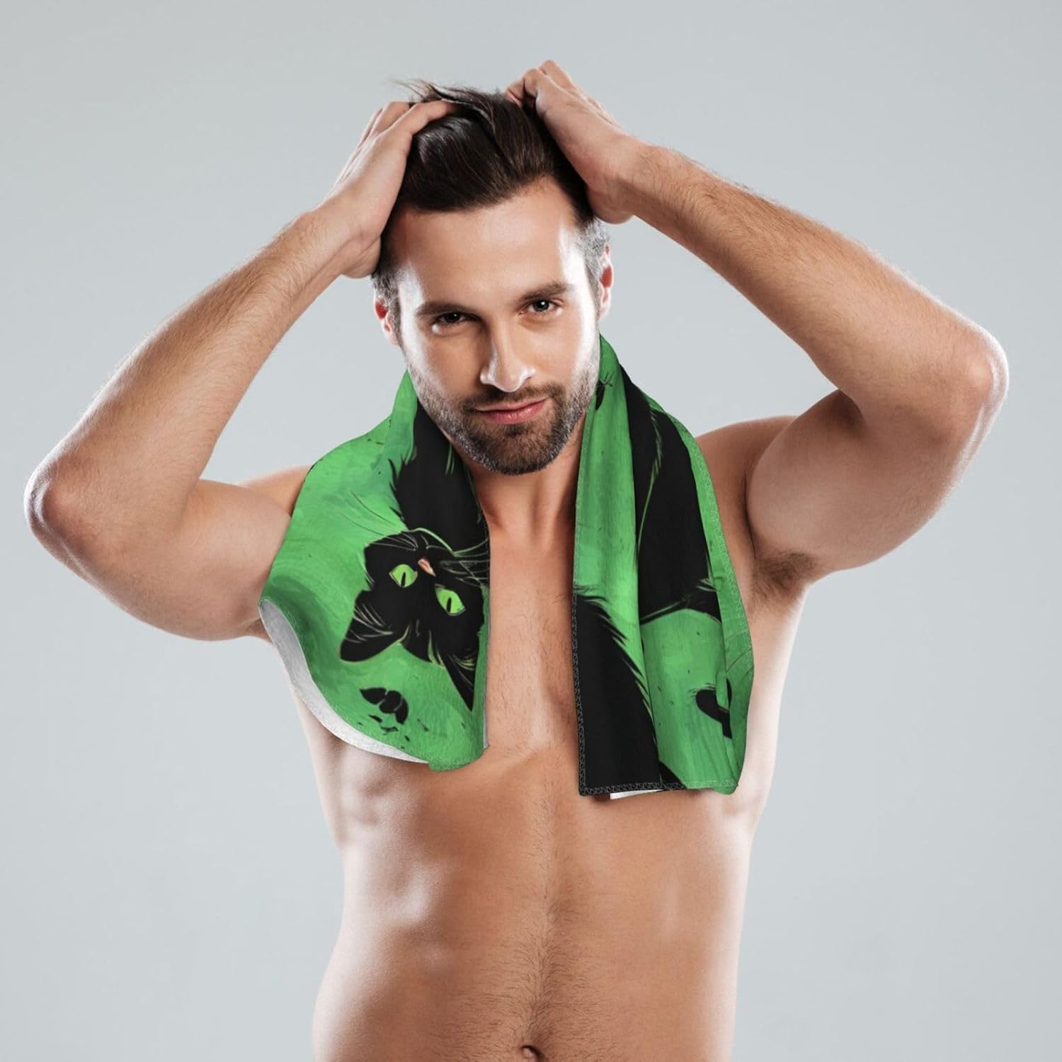 Cartoon Cat Print Hand Towels for Kitchen, Decorative Bathroom Towels Decor Farmhouse Cute for Men Women Gifts