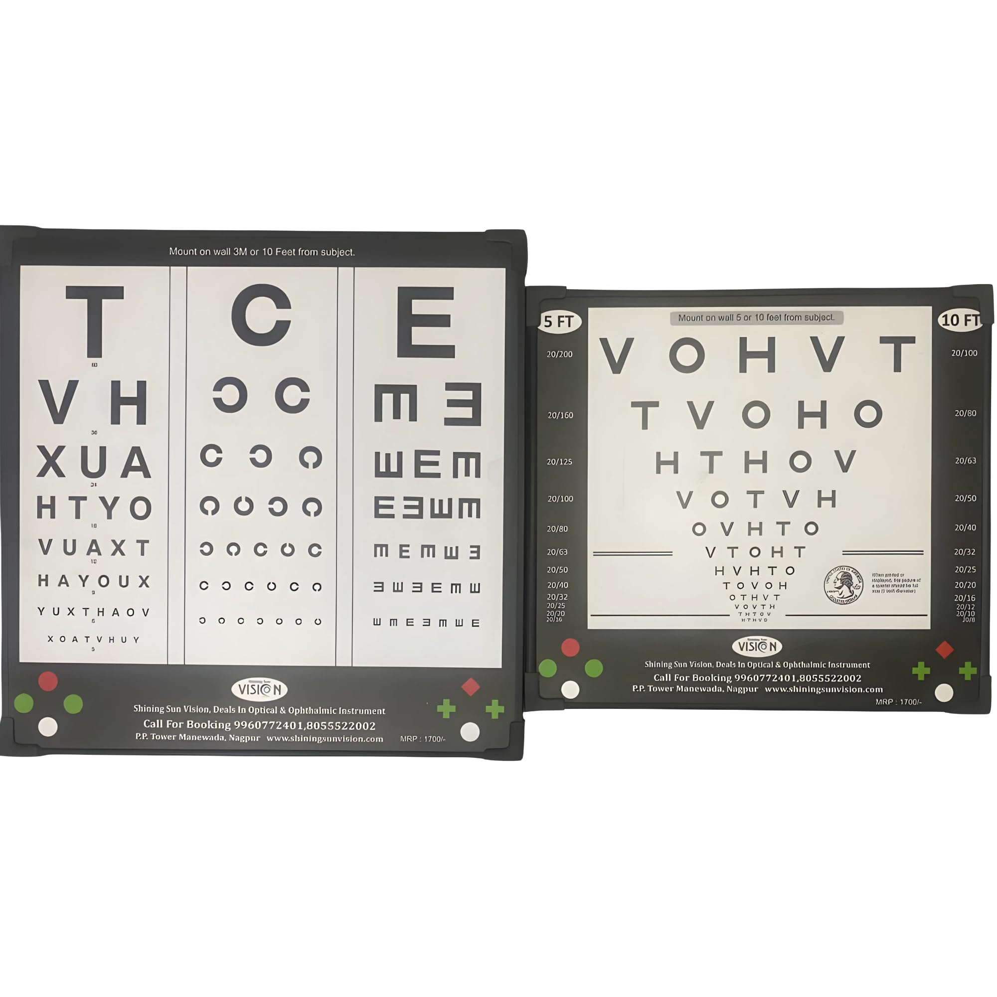 Shining Sun VISION Alphabet, C, Tumble E poster Chart For 3meter or 10 Fit Distance Vision Testing Chart for 10ft with Red and Green Test |Chart Poster for Hospital, Nursing Home (Multicolor)-image-31