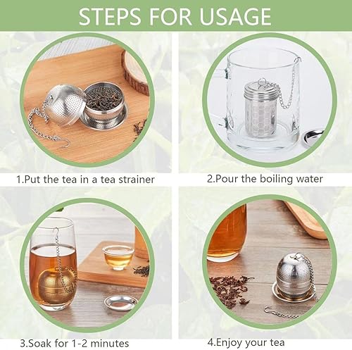 Miniatura 6 de Coladores de té para té suelto infusor de té de acero inoxidable 304 bola de té de malla extra fina para preparar té paquete de 2 difusores de té