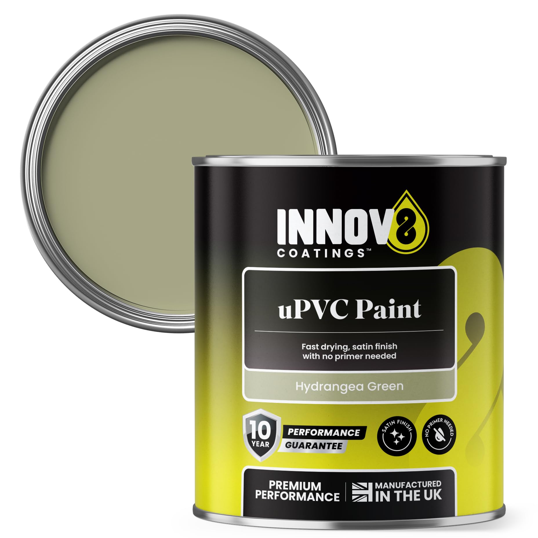 UPVC Paint 750ml - Hydrangea Green - Satin Finish - No Primer Needed - Fast Drying - For Doors, Windows, Conservatories - Interior/Exterior - 10 Yr Durability - Pro Quality for Plastic & uPVC