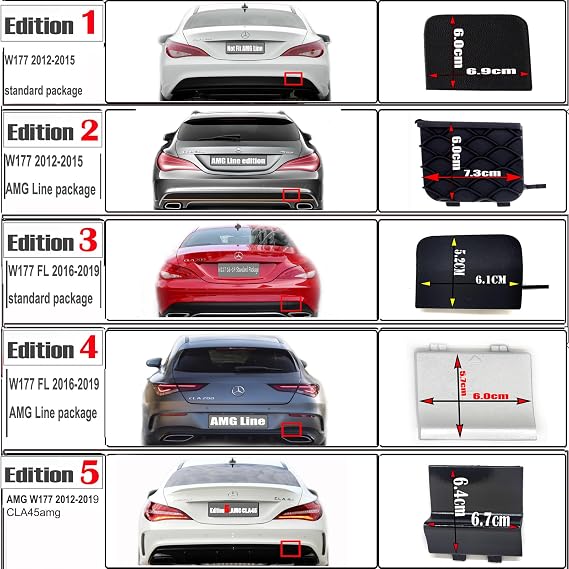 Rear Tow Cover Fit 16-19 Mercedes Benz CLA Class W117 Coupe C117 Facelift for CLA180 CLA200 CLA220 CLA250 2016 2017 2018 2019 bumper Hook Eye Cap 1178853400