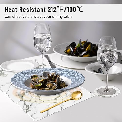 Miniatura 10 de JUCCWARM Juego de 6 manteles individuales de piel sintética, resistentes al calor para mesa de comedor, manteles individuales antideslizantes
