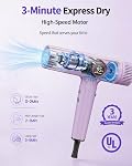 160,000 RPM Séchoir ionique haute vitesse avec diffuseur - Moteur professionnel sans brosse pour un séchage rapide, intelligent LED Affichage & NTC Contrôle de la chaleur, Quiet & Léger, nettoyage automatique, pour tous les types de cheveux
