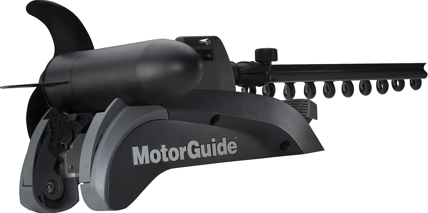 MotorGuide Xi5 deployed on boat bow