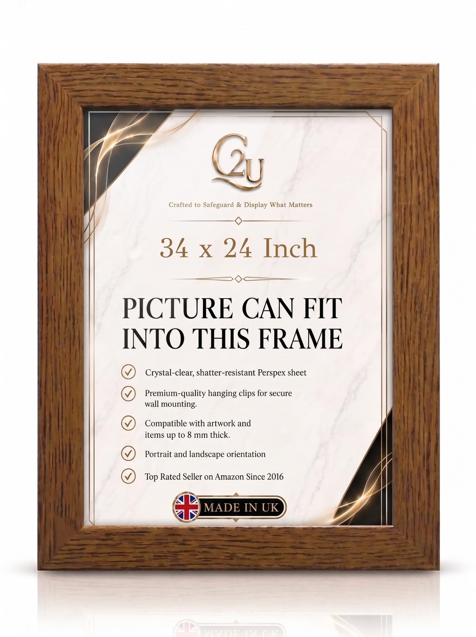 34 x 24 Inch (86.4 x 61.0 cm) Picture Frame | Engineered Wood Photo Poster Frame for Jigsaw Puzzles, Certificates & Artwork| Wall Mount | Portrait or Landscape.