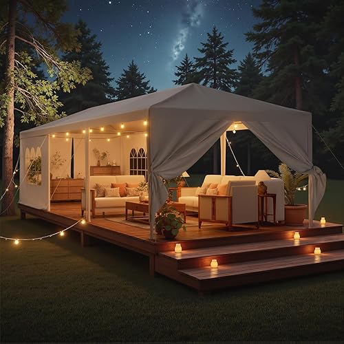 Miniatura 3 de Homall Tienda de campaña para fiesta de gazebo de 10 x 30 pies, toldo impermeable para exteriores con paredes laterales extraíbles, para bodas,