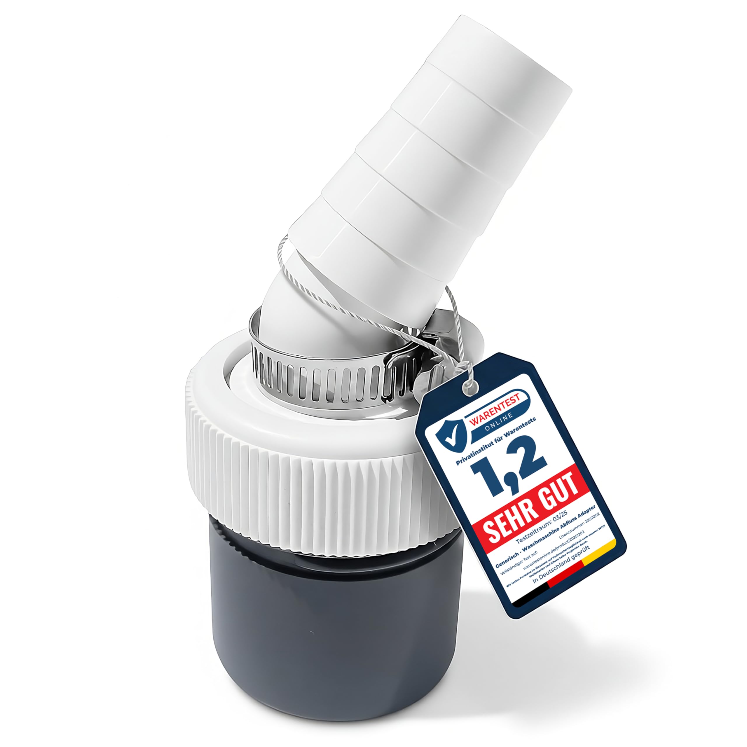 Waschmaschine Abfluss Adapter DN 40 - für den Geschirrspüler - Winkel Maschinenanschluss mit Eingangsstutzen von 19-24 mm und Abgang 40mm-Rohr mit Gewinde