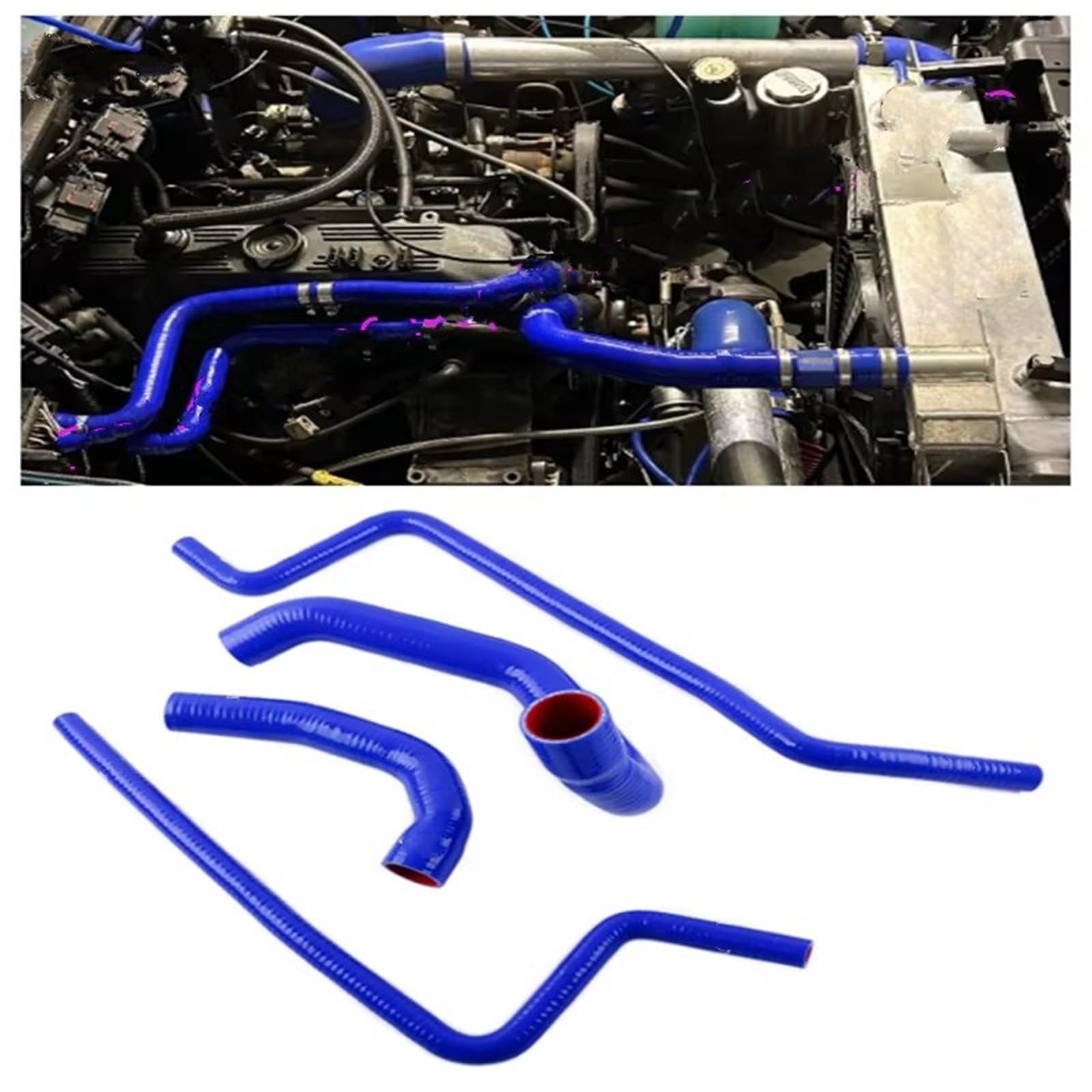 Tubo refrigerante Compatibile Con Jeep Per Wrangler TJ 4.0L 1997 1998 1999 2000 2001 2002 2003 2004 2005 2006 Kit Tubi Flessibili Radiatore In Silicone LHD(Red)