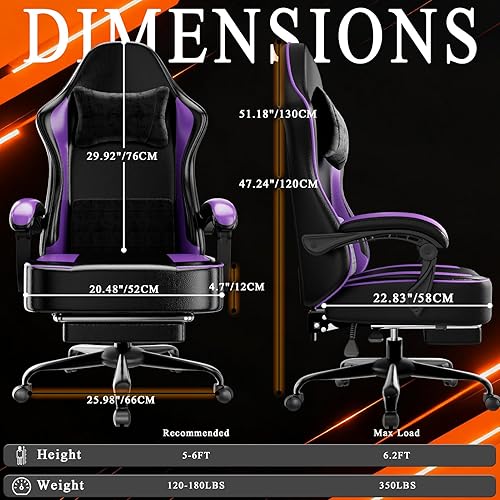 Miniatura 10 de Silla de escritorio de oficina con soporte lumbar de masaje, silla ancha de computadora para personas pesadas, sillas de videojuegos para deportes