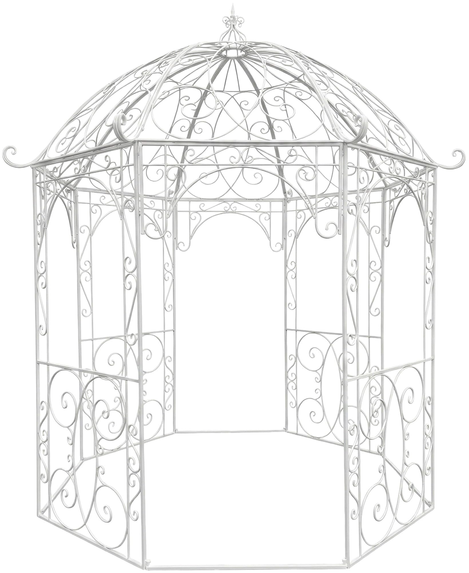 CLP Arche de Jardin avec Pavillon LEILA Rond Ø 229 cm, Arche de Jardin en Métal. Arche à Rosiers en Fer avec un beau design, Hauteur: 313 cm, Arceau à Rosier, Pavillon de Jardin en fer forgé, 6 Couleurs au Choix blanc