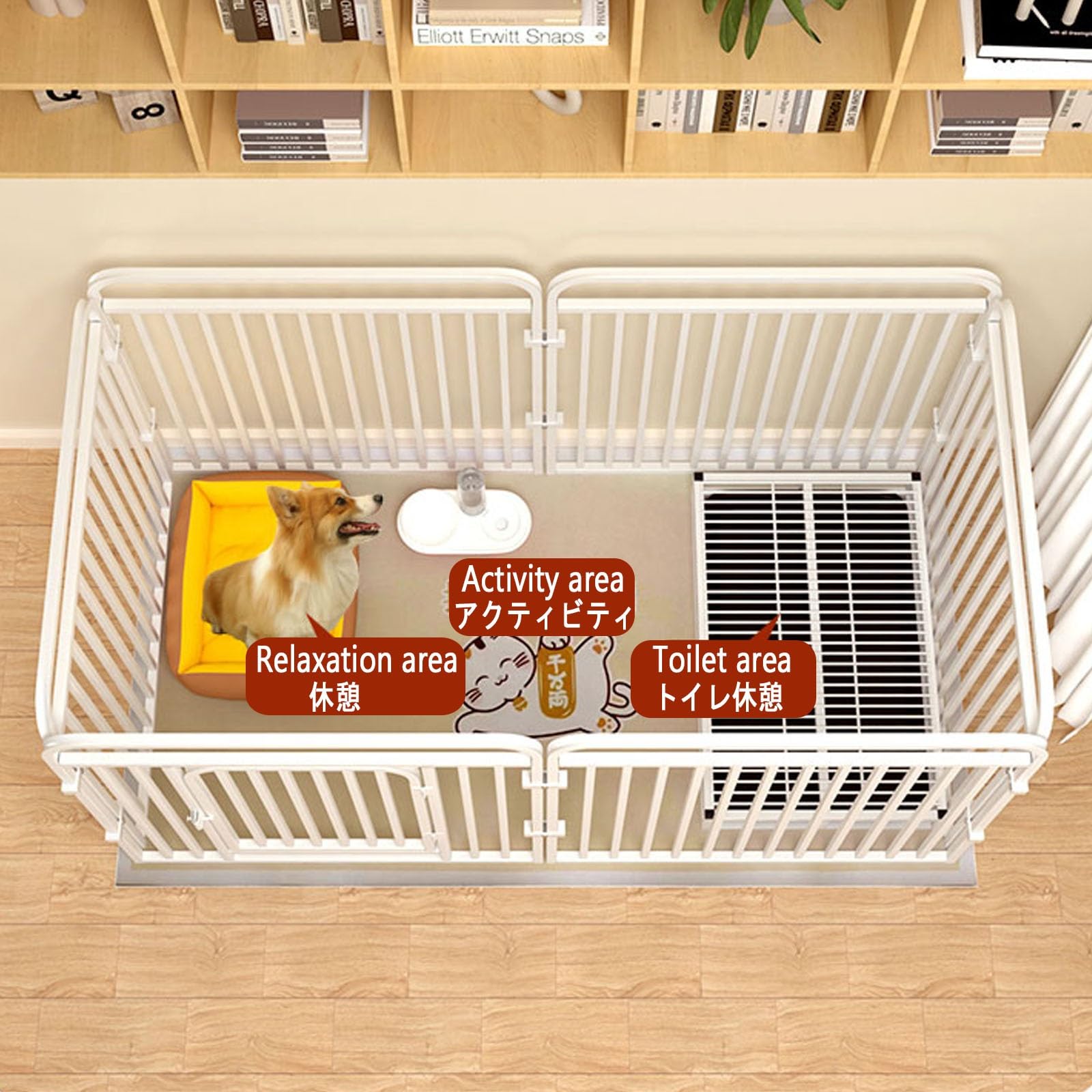 Parque para Perros Vallas para Perros， Corralito para Perros Pequeños y Medianos de Acero para Interior y Exterior，para Cachorros, Gatos, Conejos, Hurones(White,B_47.2X23.6X23.6IN)